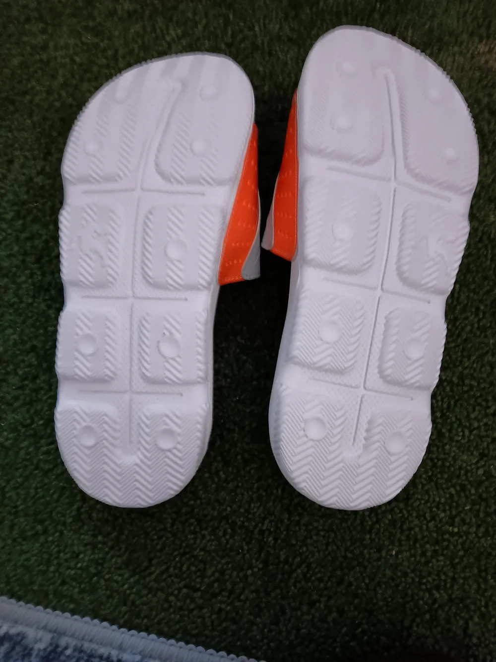 AND1 Men’s Slide Sandals in White and Gray with Orange Accents